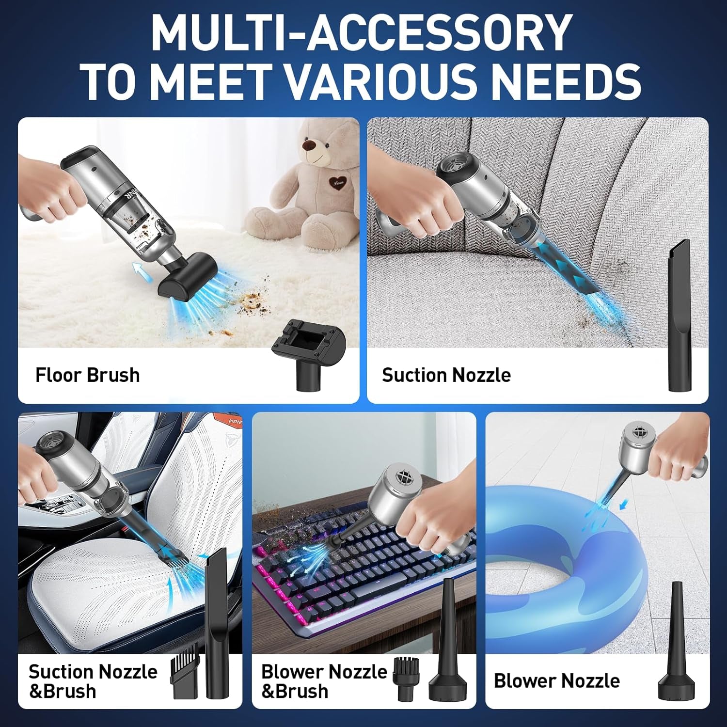 Handheld Car Vacuum Cleaner Cordless with Brushless Motor, 20000PA High Power Vacuum Cleaner & Air Duster, 3 in 1 Keyboard Portable Vacuum Cleaner, Mini Hand Held Vacuum Cleaner for Car Home