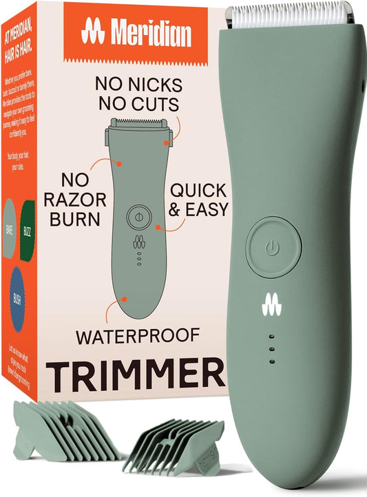 Body Hair Trimmer for Men, Pubic Hair Trimmer Balls, Body Shaver for Men Groin Safe, Electric Ball Shavers, Bikini Razors Women, Waterproof & Rechargeable - Sage