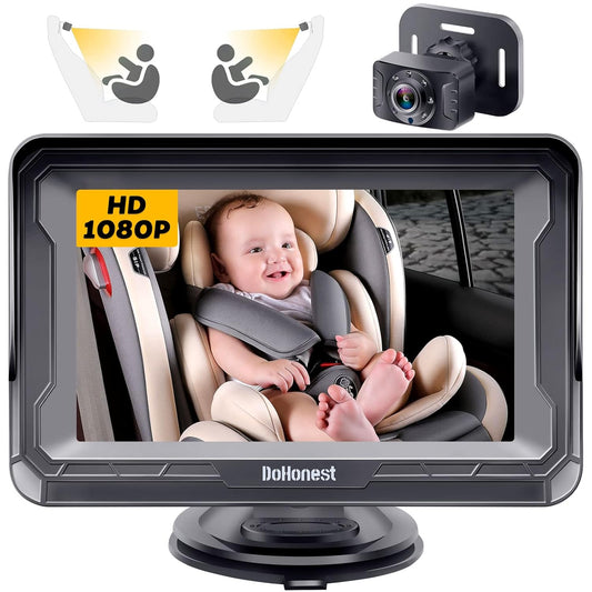 Baby Car Camera HD 1080P - Rear-Facing Car Baby Monitor with Night Vision, Adjustable View Angle, Easy Setup, Anti-Glare Display, Safety for Kids & Infants