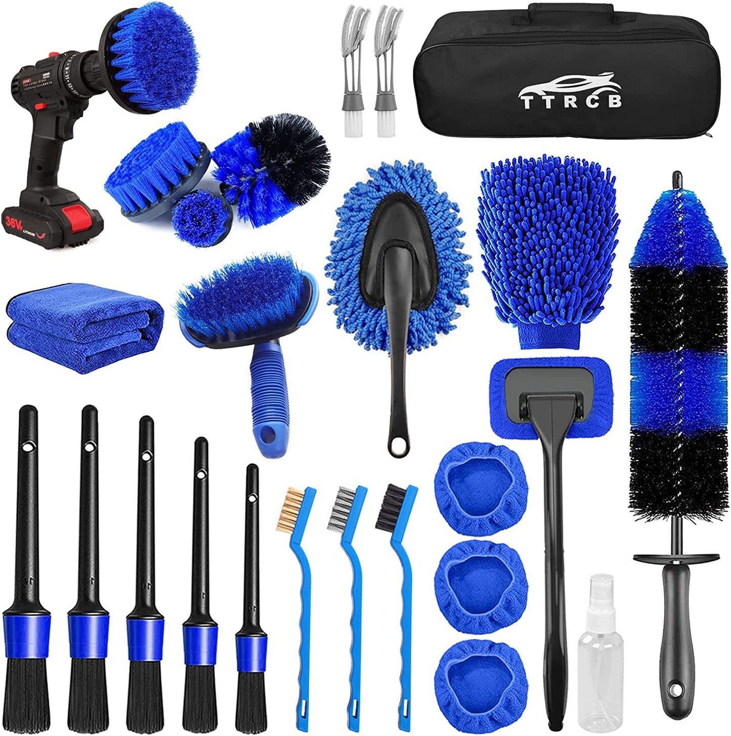 26Pcs Car Detailing Brush Set, Car Detailing Kit, Car Detailing Brushes, Car Cleaning Kit, Car Windshield Cleaning Tool, Professional Car Care Kit - Car Wash Brush Kit for Interior Exterior Wheels