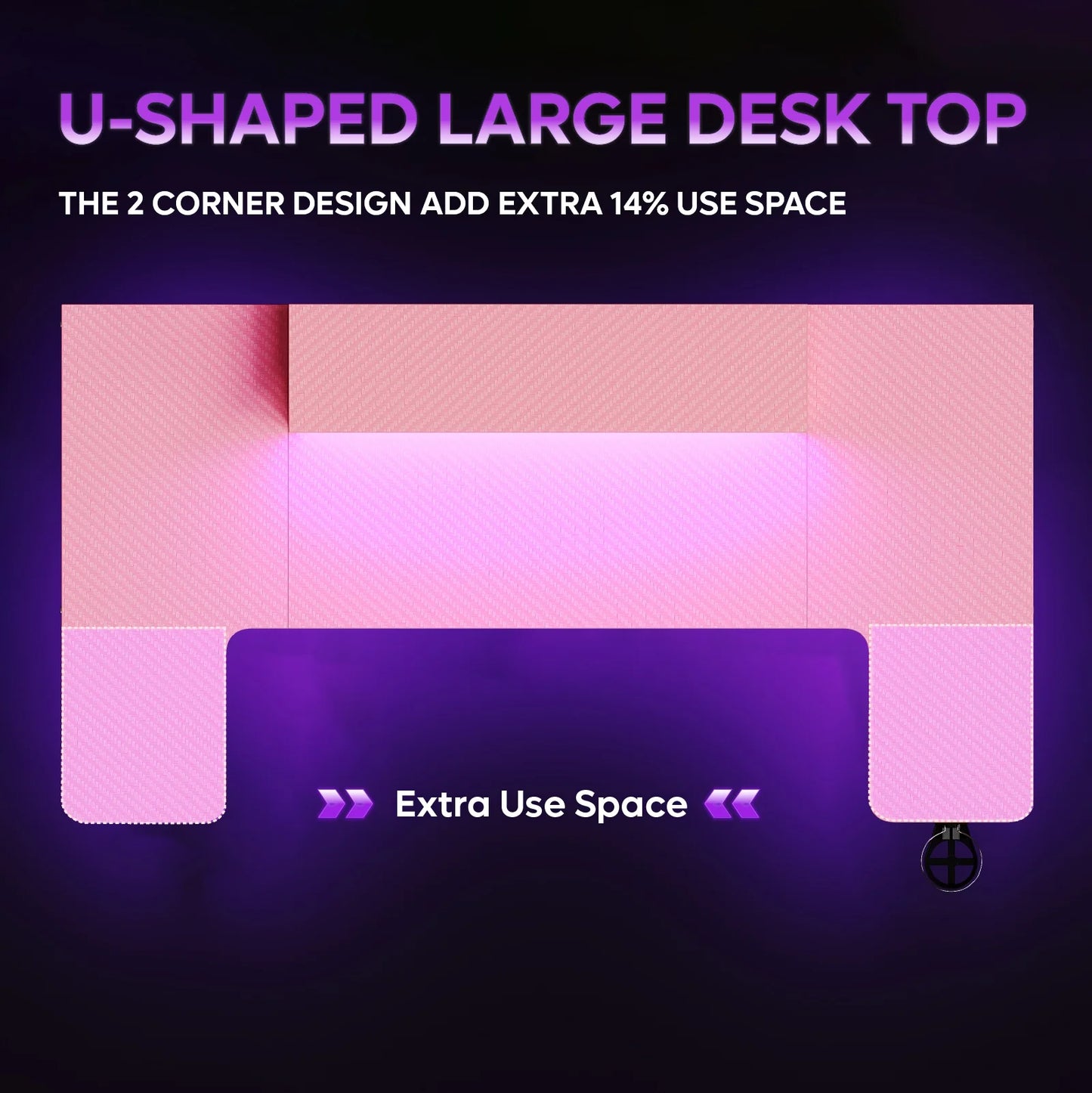 59 Inch U Shaped Gaming Desk with LED Lights, Computer Desk with Monitor Stand, Hooks and Cup Holder, Home Office Desk, Pink