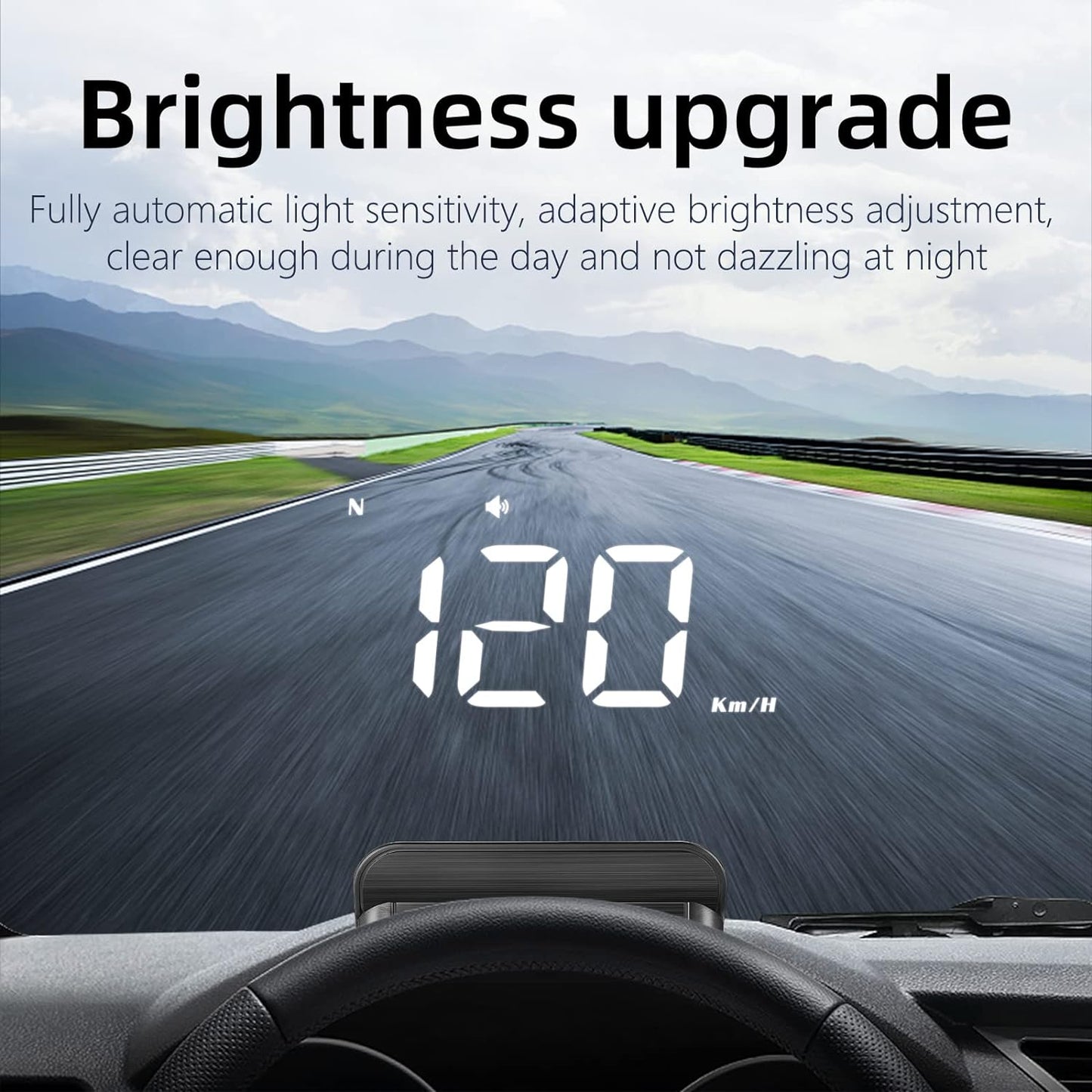 Windshield Head up Display for Car, Digital Speedometer for Car, HUD GPS Car Speedometer MPH with Travel Direction Function, and Overspeed Alarm, Fatigue Driving Alarm for All 5V Vehicles