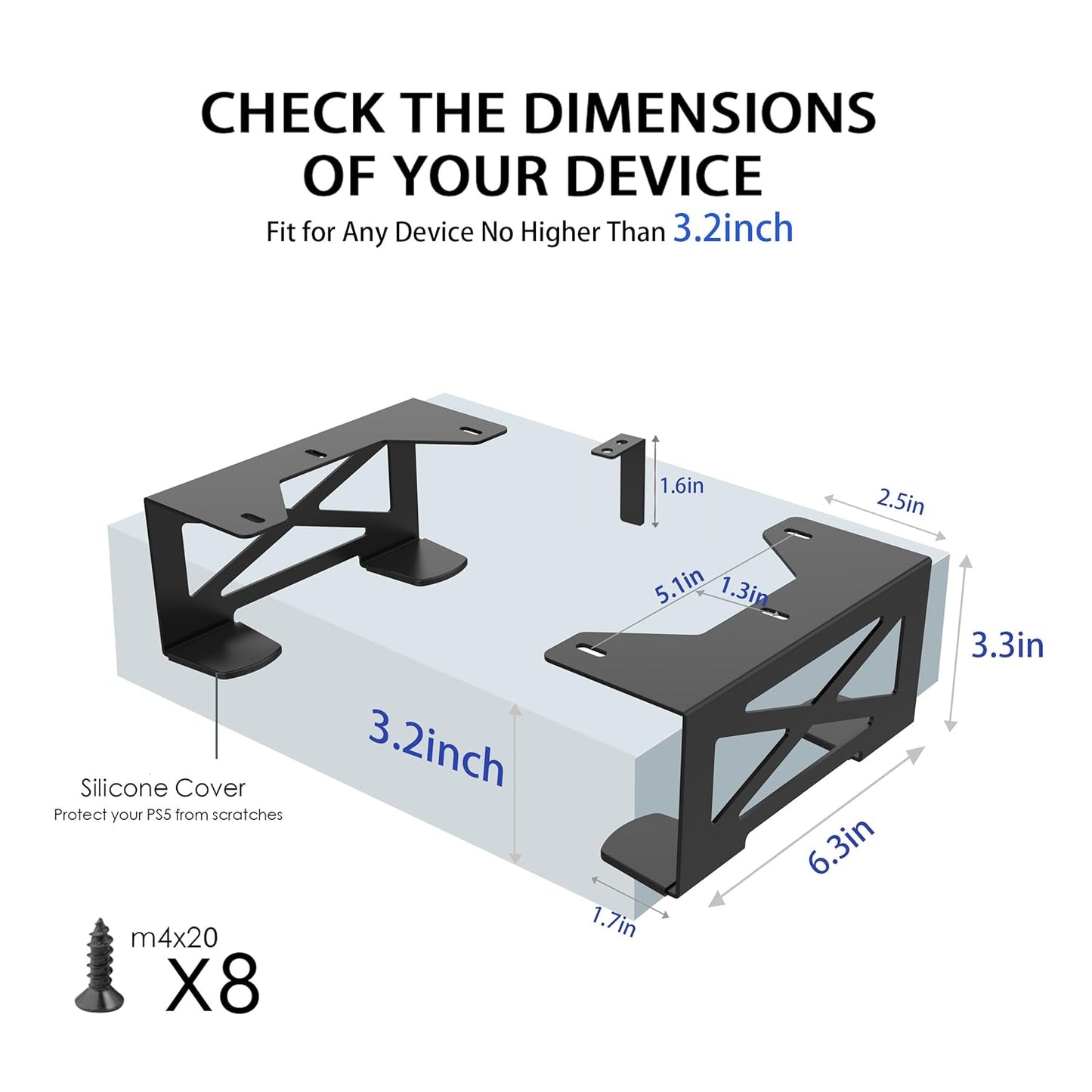 Universal under Desk Storage Mount for Xbox Series S, Xbox One S/X,Xbox 360,PS4 Slim/Pro,Compatible with Cpu,Ups,Small Form Factor Desktop Tower, Mini Pc